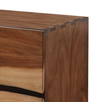 Nightstand with 2 Drawers and Live Edge Details, Brown