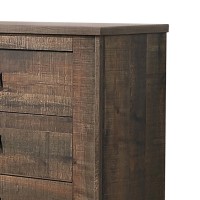 Wooden Dresser with 6 Drawers and Saw Hewn Texture, Brown