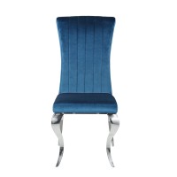 Dining Chair with Fabric Seat and Cabriole Legs, Set of 4, Blue