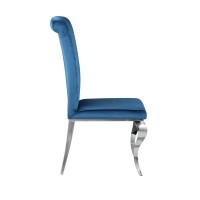 Dining Chair with Fabric Seat and Cabriole Legs, Set of 4, Blue