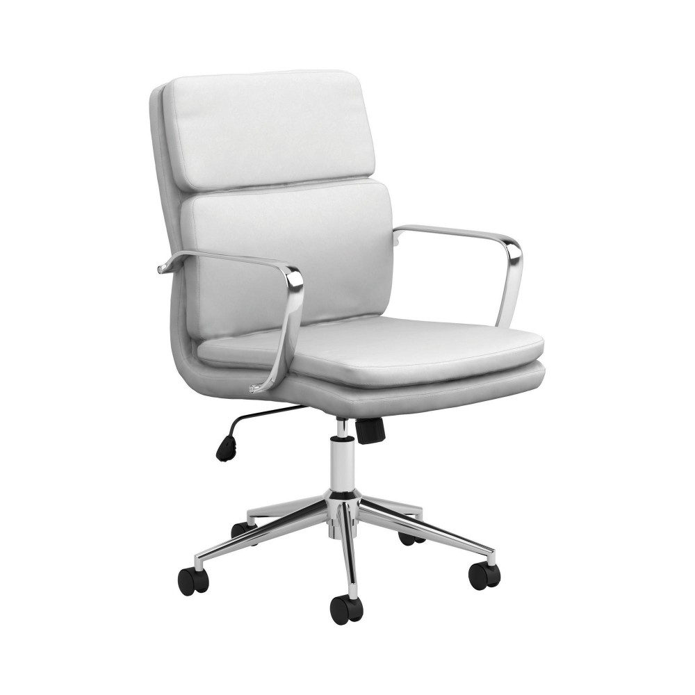 Leatherette Office Chair with Top Panel Padded Back, Gray
