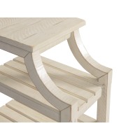 Chairside Table with 2 Slatted Shelves and Chiseled Edges, White