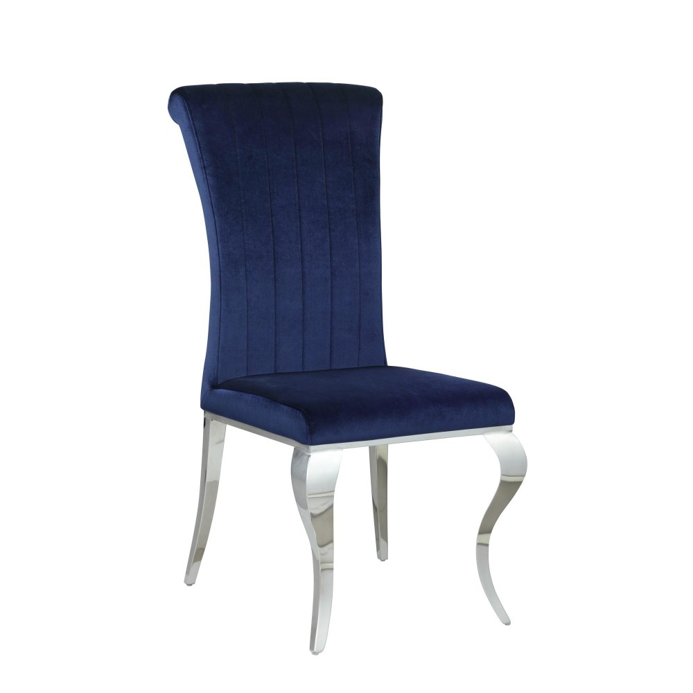 Dining Chair with Fabric Seat and Metal Legs, Set of 4, Blue