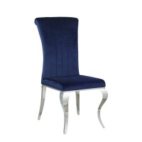 Dining Chair with Fabric Seat and Metal Legs, Set of 4, Blue