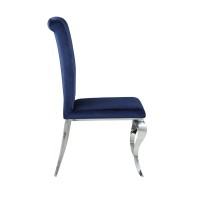 Dining Chair with Fabric Seat and Metal Legs, Set of 4, Blue