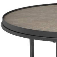 2 Piece Nesting Table with Elm Wood Top, Gray