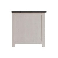 Chairside Table with 1 Drawer and USB Ports, White and Gray