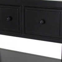 Wooden Console Table with 3 Drawers and 2 Shelves, Black