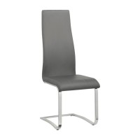 Leatherette Dining Chair with Breuer Style, Set of 4, Gray