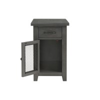 Chairside Table with 1 Drawer and 1 Wire Door, Gray