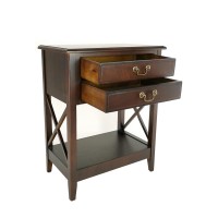 Nightstand with 2 Drawers and Criss Cross Sides, Espresso Brown