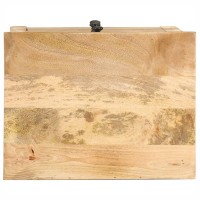 Vidaxl Mango Wood Bedside Cabinet - Brown Solid Wood Nightstand With 3 Drawers, Rustic Bedroom Storage/Side Table Furniture, 17.7