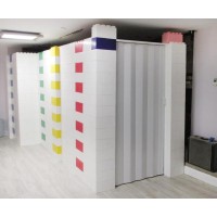 EverBlock 11 x 7 Wall Kit with Accordion Door | 3 x 7 Doorway | Modular Building Blocks | Wall Display System | Room Divider & Partition | Easy to Connect & Reuse | Indoor & Outdoor Use | Blue