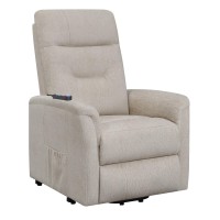 Fabric Power Lift Massage Chair with Tufted Stitched Accent, Beige