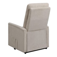 Fabric Power Lift Massage Chair with Tufted Stitched Accent, Beige