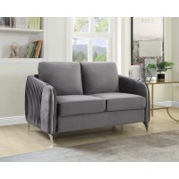 Lilola Home Hathaway Gray Velvet Modern Chic Loveseat Couch