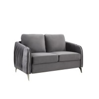 Lilola Home Hathaway Gray Velvet Modern Chic Loveseat Couch