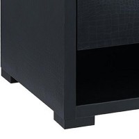 End Table with 2 Drawers and Open Compartments, Black