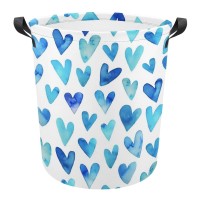 Blue Ombre Hearts Storage Basket Collapsible Toys Storage Box Bin Laundry Organizer For Closet Shelf Nursery Kids Bedroom