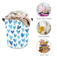 Blue Ombre Hearts Storage Basket Collapsible Toys Storage Box Bin Laundry Organizer For Closet Shelf Nursery Kids Bedroom