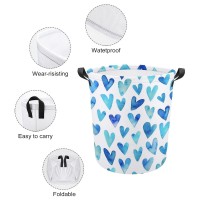 Blue Ombre Hearts Storage Basket Collapsible Toys Storage Box Bin Laundry Organizer For Closet Shelf Nursery Kids Bedroom