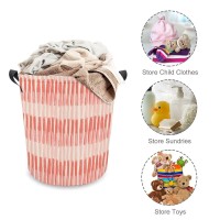 Coral Stripes Storage Basket Collapsible Toys Storage Box Bin Laundry Organizer For Closet Shelf Nursery Kids Bedroom