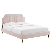 Sienna Performance Velvet Full Platform Bed Pink MOD6913PNK