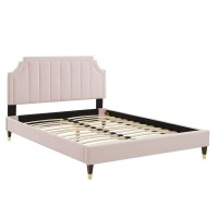 Sienna Performance Velvet Full Platform Bed Pink MOD6913PNK