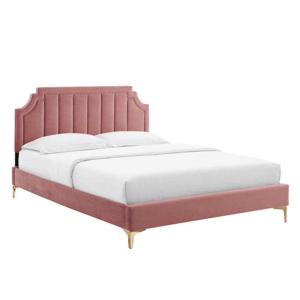 Sienna Performance Velvet Full Platform Bed - Dusty Rose MOD-6912-DUS