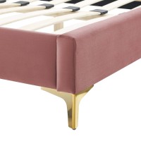 Sienna Performance Velvet Full Platform Bed - Dusty Rose MOD-6912-DUS