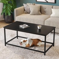 Saygoer Black Coffee Table Simple Modern Rectangular Center Table Open Space Minimalist For Living Room Home Office Industrial C