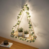 Artificial White Flower Garland With Ledstrip Wall Hanging Shelves Set Of 2 Boho Shelves For Wall D Cor Macrame Wall Shelf F