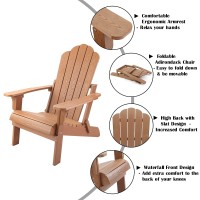 Homehua Folding Adirondack Chairs Outdoor Patio Weather Resistant Chair Imitation Wood Stripes Easy To Fold Move Maintain