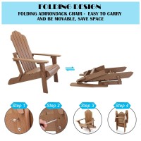 Homehua Folding Adirondack Chairs Outdoor Patio Weather Resistant Chair Imitation Wood Stripes Easy To Fold Move Maintain