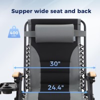 Maison Arts Oversized Xxl Padded Zero Gravity Lawn Chair Foldable Recliner 30 Wide Seat Anti Gravity Lounge Chair Outdoor Camp