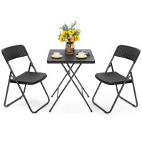 Nuu Garden 3 Pieces Folding Patio Bistro Set Bistro Table And Chairs Set For Outside, All Weather Small Patio Set For Balcony Porch Backyard, Black