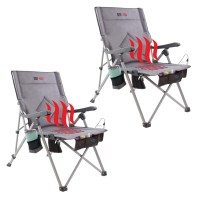 Pop Design The Hot Seat, Usb Heated Portable Camping Chair, Perfect For Outdoor, Sports, Beach, Or Picnics. Extra-Large Armrests, Travel Bag, 5 Pockets, Cup Holder, 2-Pack (Battery Pack Not Included)