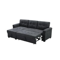 Lilola Home Fabric Reversible Sectional Sleeper Sofa With Storage Chaise Dark Gray