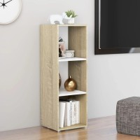 vidaXL TV Cabinet White and Sonoma Oak 107x35x37 cm Engineered Wood