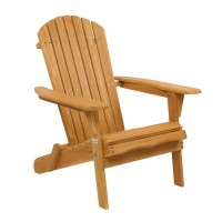 Vingli Folding Adirondack Chairs Wood Lawn Chair Wooden Lounger 350 Lbs Support Fire Pit Seating Natural Finished Weather Resistant Indoor Outdoor Furniture
