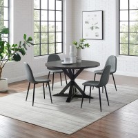 Hayden 5Pc Round Dining Set WWeston Chairs Distressed Gray Slate Table 4 Chairs