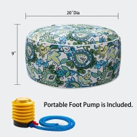 Magpie Fabrics Indooroutdoor Inflatable Stool Ottoman Pouf Water Repellent Round Footrest Footstool With Foot Pump D20 Xh9 Po