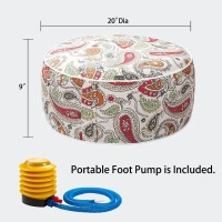 Magpie Fabrics Indooroutdoor Inflatable Stool Ottoman Pouf Water Repellent Round Footrest Footstool With Foot Pump D20 Xh9 Po