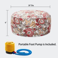 Magpie Fabrics Indooroutdoor Inflatable Stool Ottoman Pouf Water Repellent Round Footrest Footstool With Foot Pump D20 Xh9 Po