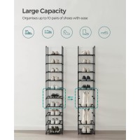 Songmics Shoe Rack 10 Tier Shoe Shelf Shoe Storage Organizer Spacesaving 13 X 13 X 681 Inches Metal Frame Nonwoven Fabr