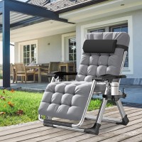 Aboron Zero Gravity Chair Premium Outdoor Lawn Folding Lounge Chairs Sturdy Adjustable Reclining Patio Chairs With Removable Cushion Headrest & Tray