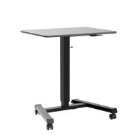 Bontec 25.6 X 17.7 Inch Gas Spring Mobile Stand Up Desk, Podium, Rolling Standing Desk Up To 33Lbs With Wheels And Stoppers, Laptop Standing Desk Height Adjustable, Black