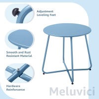 Meluvici Patio Small Side Table Waterproof Round Metal Steel Weather Resistant Portable Outdoor And Indoor End Table For Garden Balcony Yard, Black