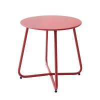 Meluvici Patio Small Side Table Waterproof Round Metal Steel Weather Resistant Portable Outdoor And Indoor End Table For Garden