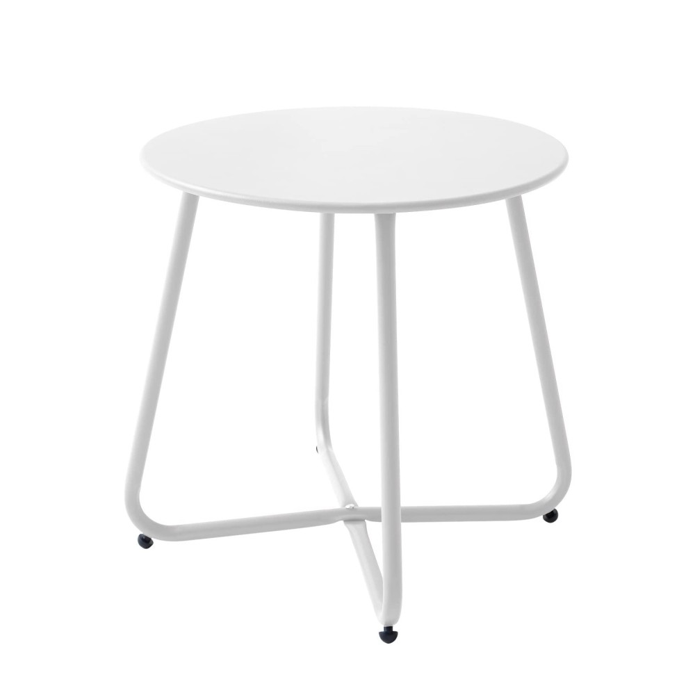 Meluvici Patio Outdoor Side Table Waterproof Round Metal Steel Small Side Table Weather Resistant Portable Outdoor And Indoor En